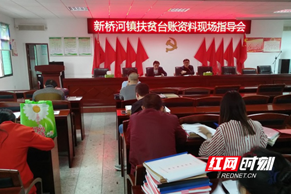 资阳区新桥河镇分批进行扶贫台账资料现场指导