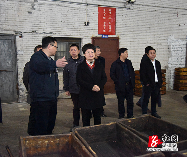 涟源市委书记谢学龙(左三)在七星街镇洪源远大调研涟源市委书记