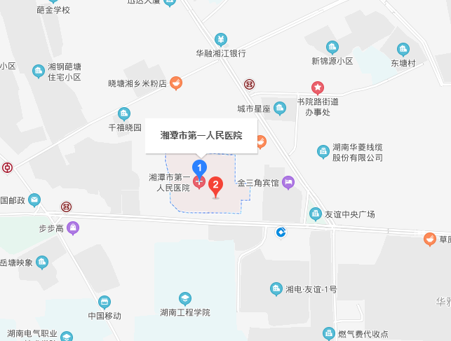 面试地址位置图如下 湘潭市第一人民医院5号楼(湘潭市岳塘区