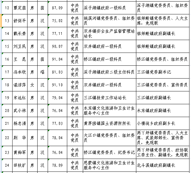 县委管理干部任前公示公告 溆浦县人民政府