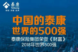 泰康跻身《财富》世界500强  打造“保险＋医养”生态闭环