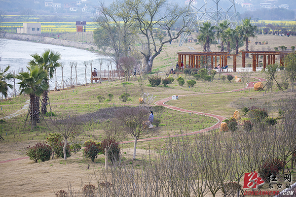 　　 3月11日，春日暖阳，位于东安县芦洪市镇的乡村振兴示范点——赵家井村，芦江环绕，花田绽放，天蓝地净，村民们生活休闲惬意，信步在如画的村庄，幸福感油然而生。