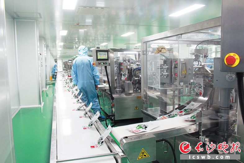 随着新厂的陆续投产和新产品接连上市，湖南金磨坊食品有限公司今年销售目标瞄准6亿元。图为该公司自动化生产线。