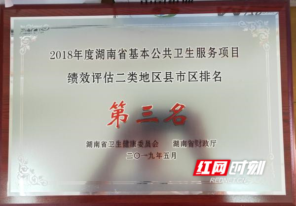 道县获评全省2018年度基本公共卫生服务项目绩效评估二类地区县市区排名第三名