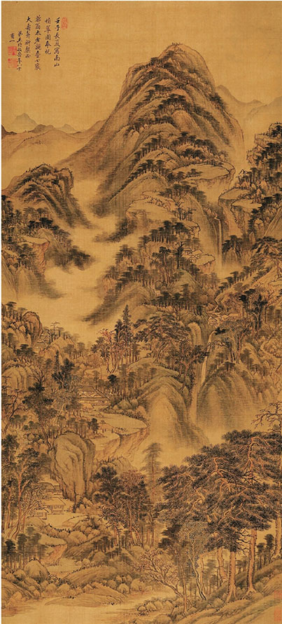 清 王时敏 南山积翠图 147×66.4cm  绢本设色 现藏于辽宁省博物馆