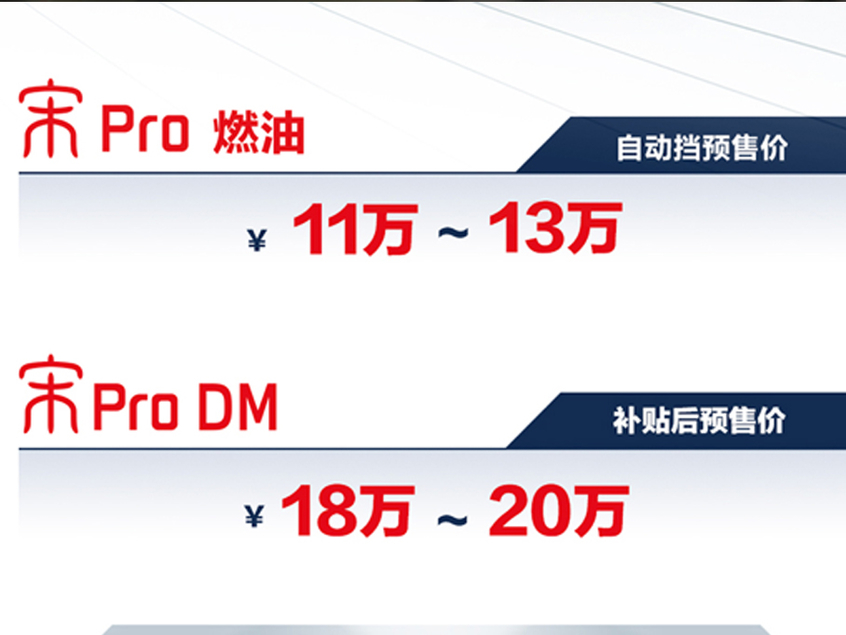比亚迪宋Pro开启预售 3种动力/年中上市