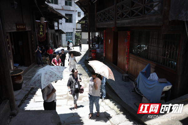 采风团一行来到了洞市老街。