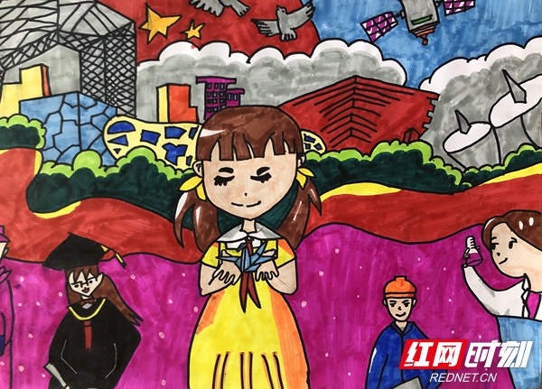 一年级中国梦的画手绘图片
