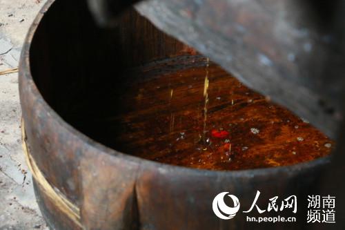 古榨法榨出的茶油。