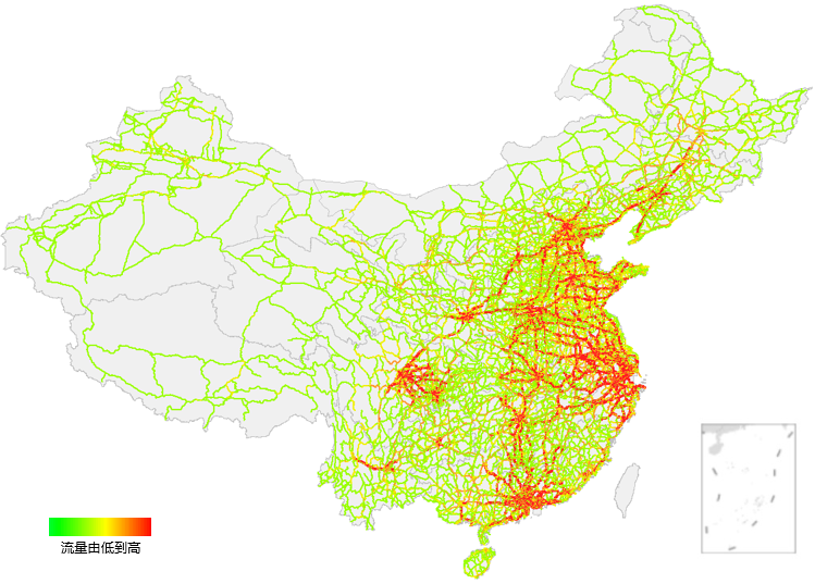 国庆假期全国公路网交通量分布
