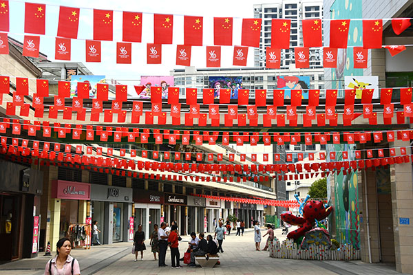 据了解，仅新邵县城区的几条主要干道、湾田广场和新合作地下商业街等人流密集区，就悬挂了1600余面国旗。