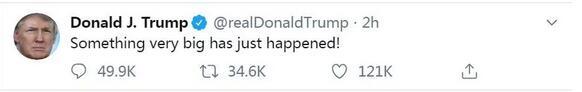 美国总统特朗普表示,有大事发生。(图片来源:社交网站截图)