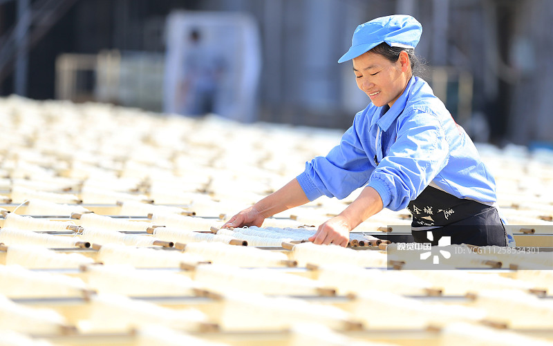 2019年11月10日，湖南衡阳，初冬农闲时节，湖南雁隆食品公司利用当地资源优势，把当地农闲的闲散劳动力集中起来，加工制作红薯粉条、各种粉丝供应市场，帮助村民实现家门口就业，带动当地村民脱贫致富。