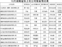 2019年10月湖南省拟上市公司报备情况表