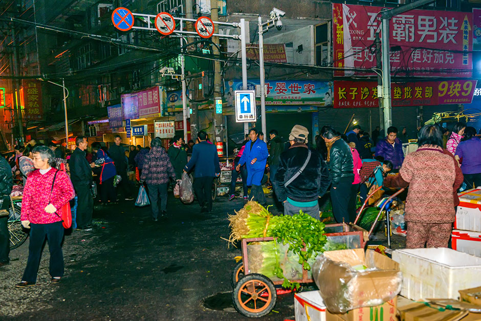 早市是一座城市发展到一定规模后的必然现象。新化绿棚子早市，凌晨一点开始，菜贩们就开始聚集在此，挑完各类菜品，分赴城区的角角落落，直到上午。