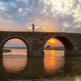 江西湖口:明代古桥成冬日风景线