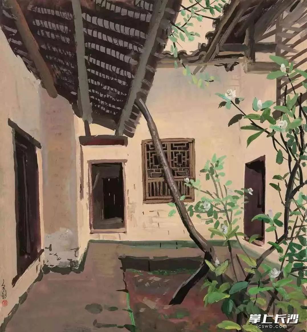 1990年周令钊创作的板仓(杨开慧旧居) 纸本·水粉。湖南文联 供图