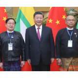 习近平同缅甸联邦议会议长兼人民院议长蒂昆密和民族院议长曼温凯丹友好交谈