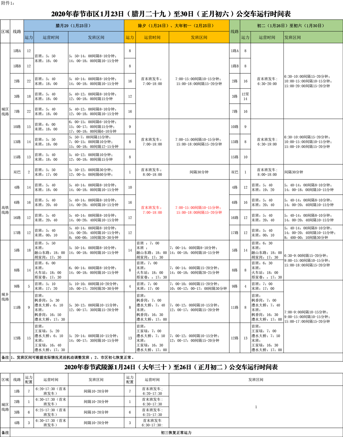 公交运行时间表