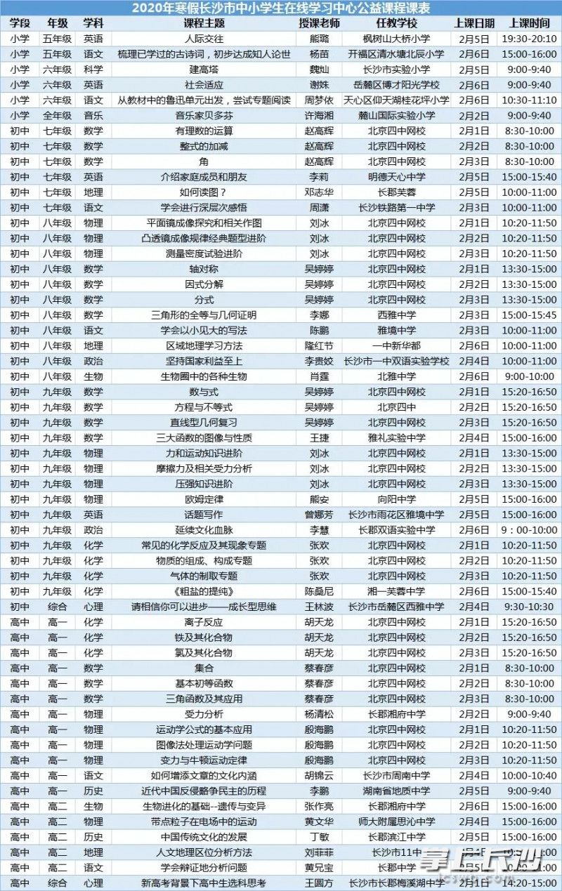 课程表