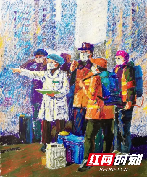 樊文胜油画《社区防护员》