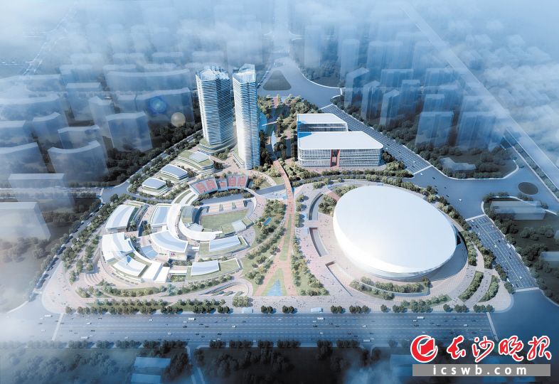 　　长沙市国际体育中心项目概念方案整体效果图。市体育局供图