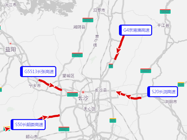 预计4月6日长沙市周边高速进城易拥堵缓行路段