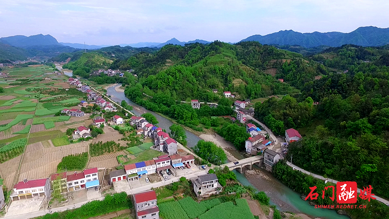 春天 商溪河 官丈坪 磨市全景 官庄 河流 水田 乡村公路(4.