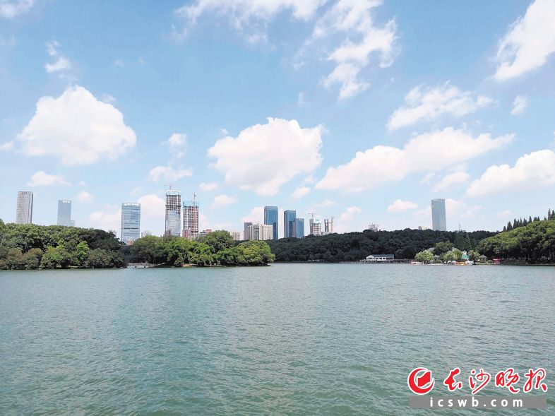 　　连日来，蓝天白云频频刷爆长沙市民“朋友圈”。长沙晚报全媒体记者 贺文兵摄