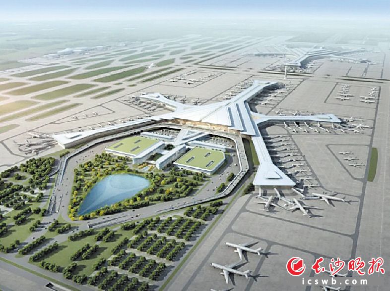 　　长沙黄花国际机场T3航站楼效果图。  资料图片