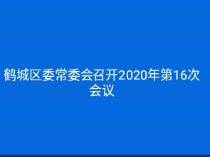 鹤城区委常委会召开2020年第16次会议