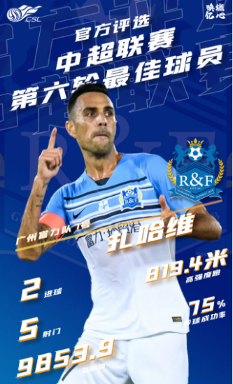 在帮助球队3比2战胜上海绿地申花后,广州富力足球俱乐部队长扎哈维