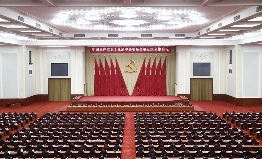 中国共产党第十九届中央委员会第五次全体会议,于2020年10月26日至29日在北京举行。 新华社记者 刘彬 摄