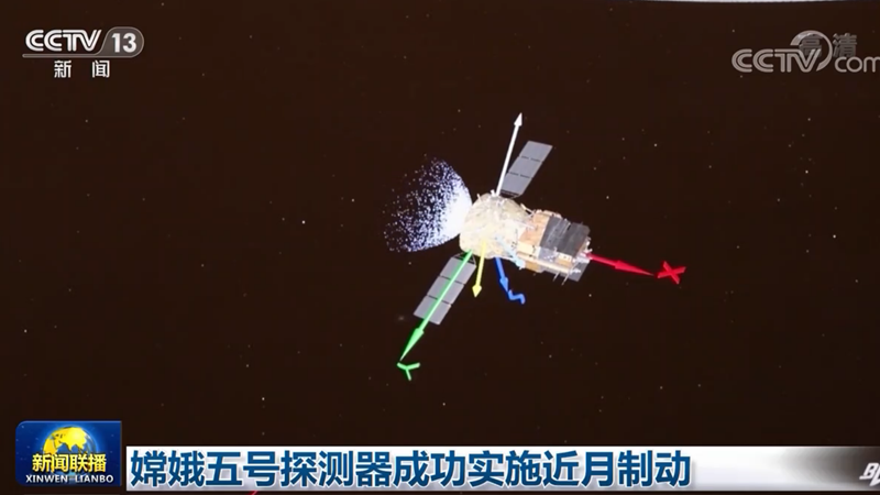 嫦娥五号探测器成功实施近月制动
