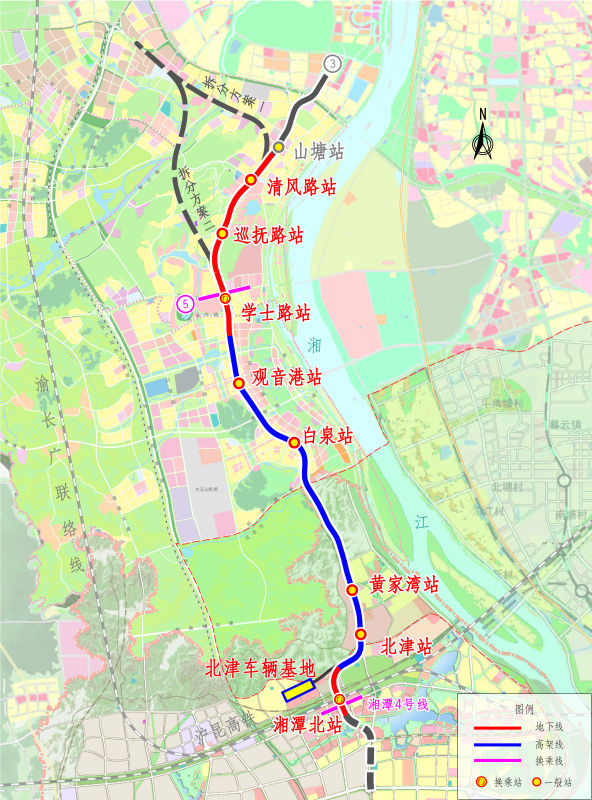 长株潭城际轨道交通西环线一期工程线路走向及车站方位图。资料图片