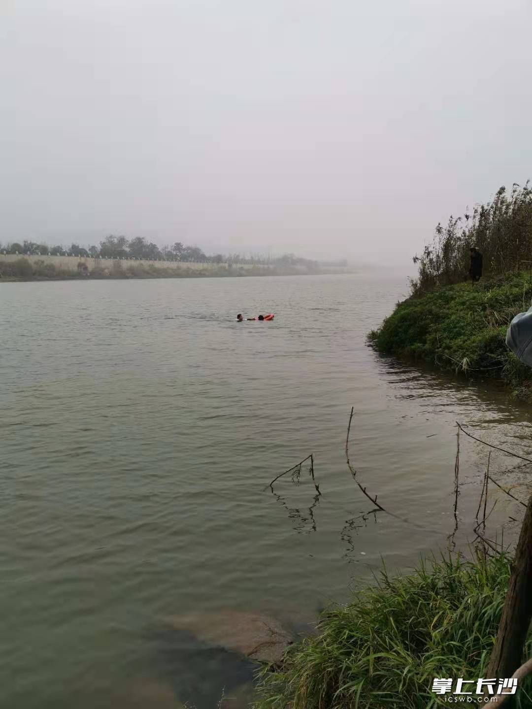 工作人员跳入湘江中进行救援。图片均为通讯员 提供