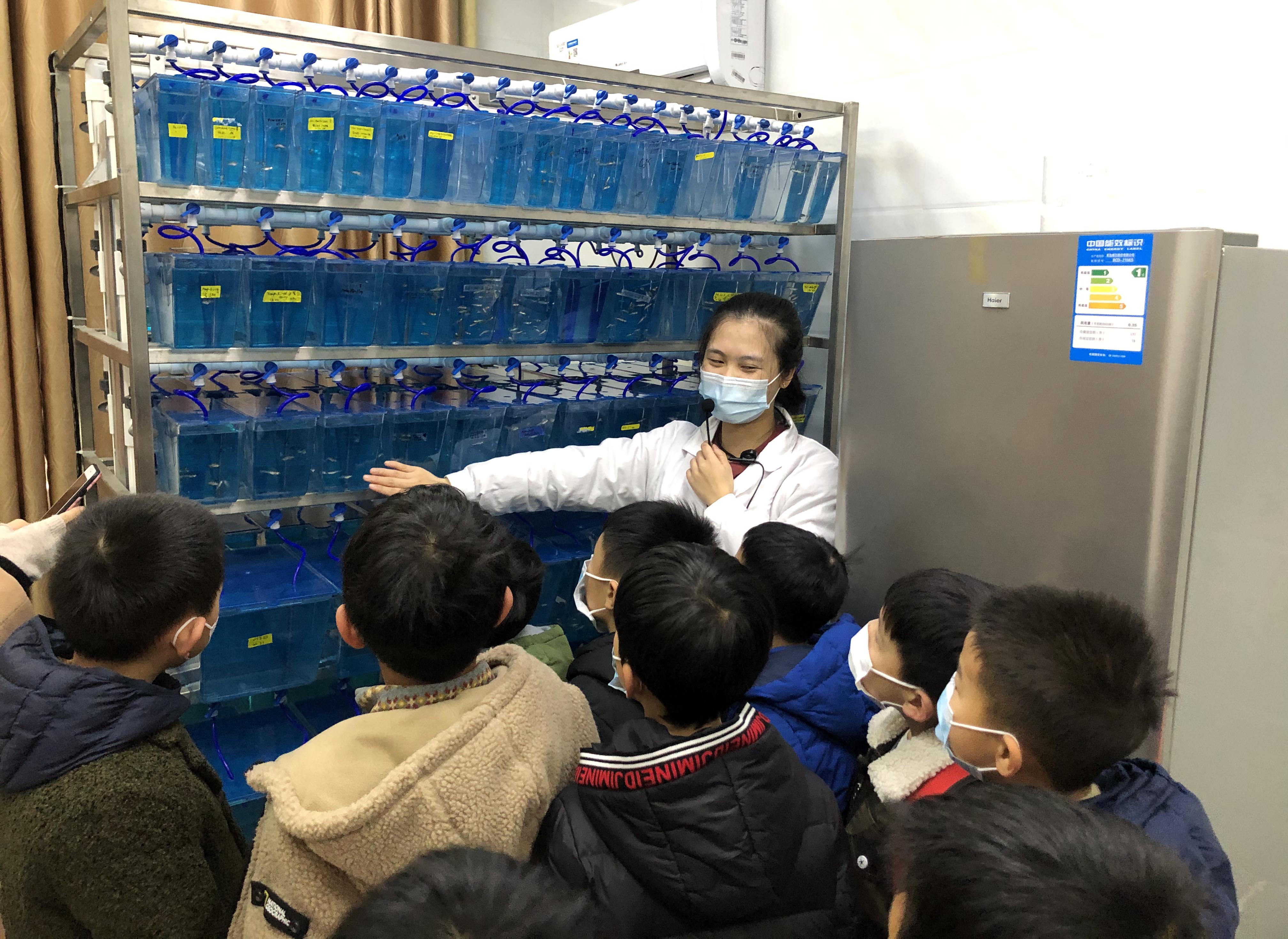 孩子们在参观斑马鱼房。长沙晚报全媒体记者石祯专摄