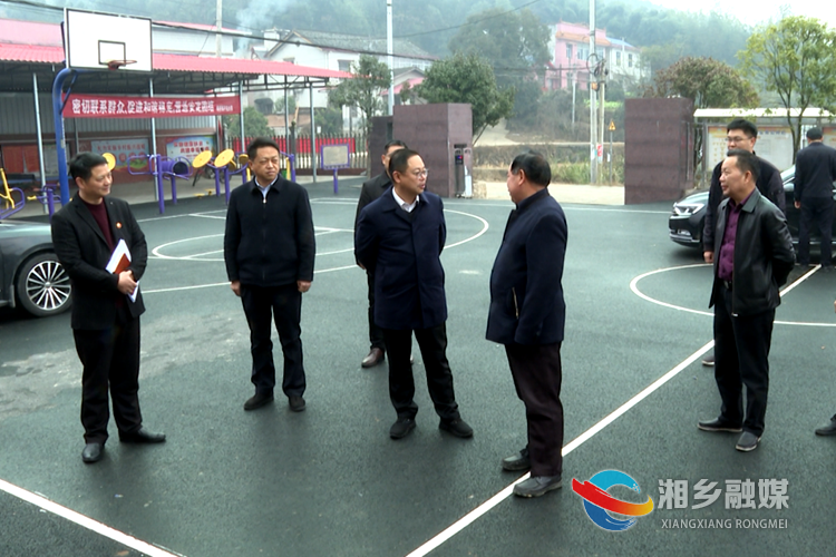 在梅桥镇酒铺村，彭瑞林与镇村负责人交流。.png