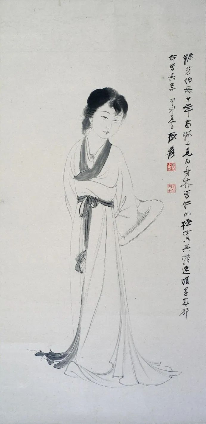 张大千 《白描仕女图》 1944年