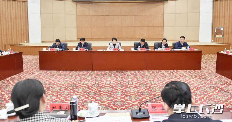 调研中，吴桂英主持召开座谈会。长沙晚报全媒体记者 余劭劼 摄