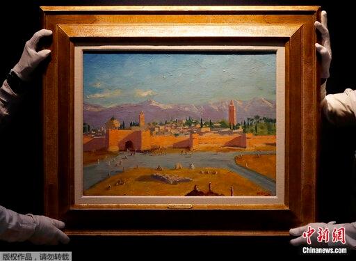 资料图:英国前首相丘吉尔的画作《库图比亚清真寺宣礼塔》。