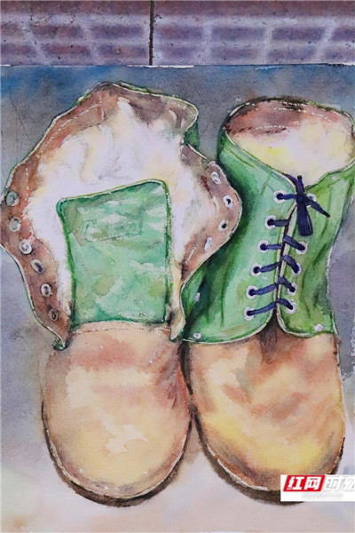 水彩画《爷爷的旧军鞋》。作者：邓方静(1)_副本.jpg