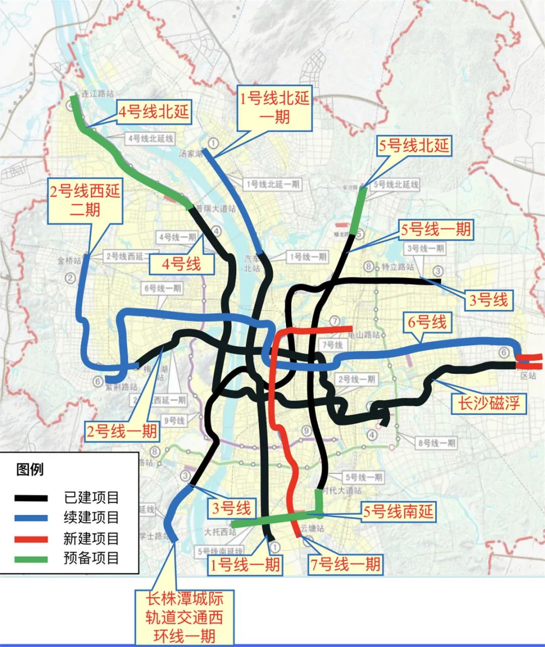 地鐵7號線一期,長沙磁浮快線東延工程,梅溪湖-市政府小運量軌道線路