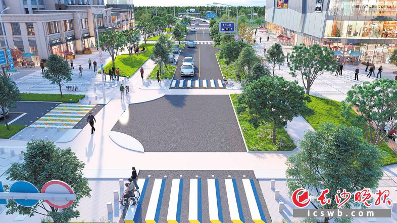 　　青竹湖统征储备土地道路配套设施建设项目将人行道与建筑前区统一规划、合并设置，在不增加开发成本的条件下，改善城市景观的同时，增加更多建筑底商人气。         资料图片