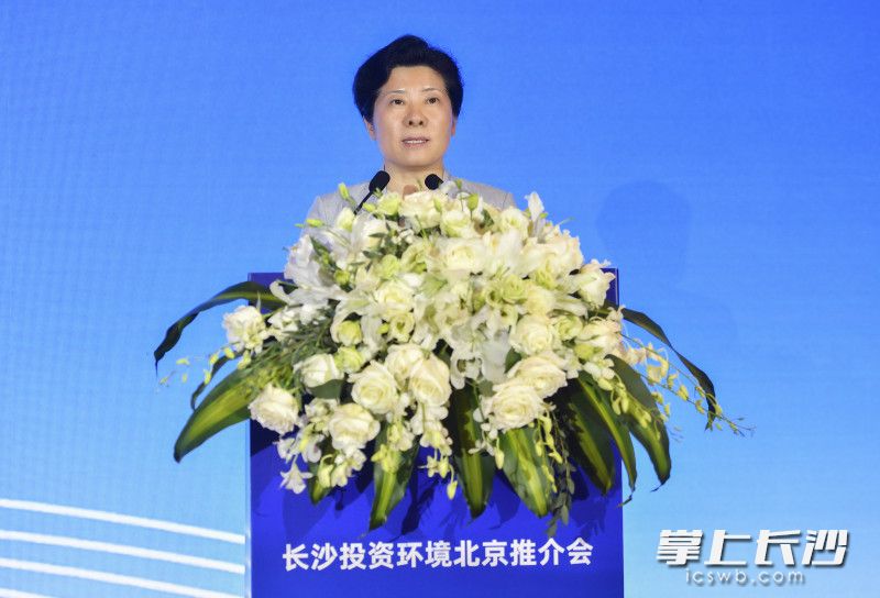 推介会上，湖南省委常委、长沙市委书记吴桂英致辞。长沙晚报全媒体记者 余劭劼 邹麟 摄影报道