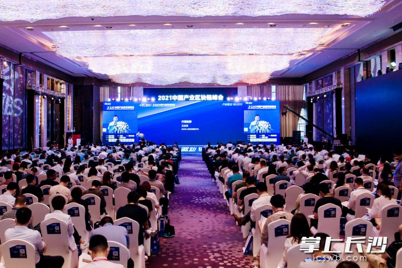 今日，2021（第四届）中国产业区块链峰会在长沙开幕。均为长沙晚报全媒体记者 刘攀 摄