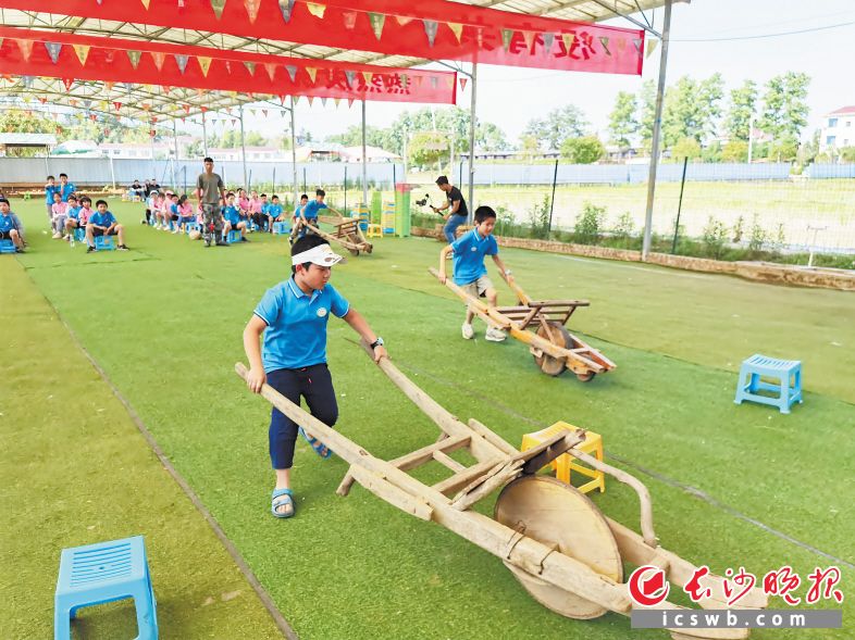 　　孩子们在活动中学习认识基本农具的用途。长沙晚报通讯员 朱娴娇 供图