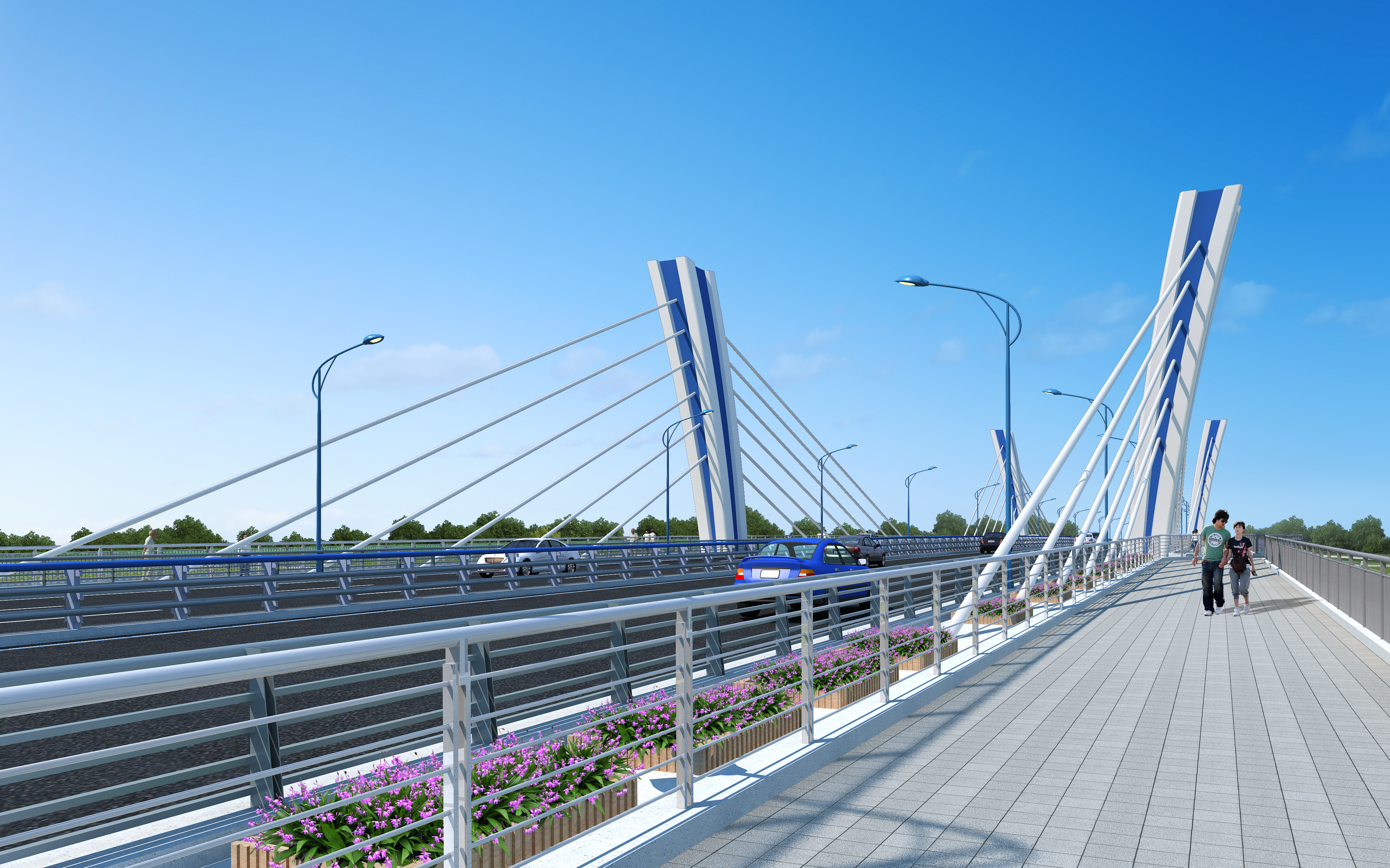 金桂路跨浏阳河大桥设计效果图。