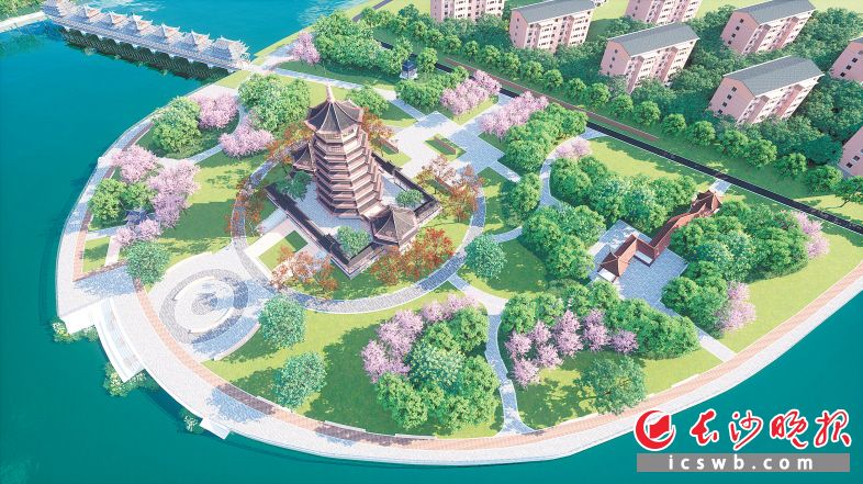 　　烈士公园潇湘阁区域提质效果图。