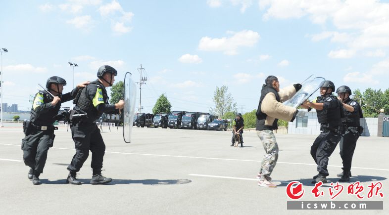 　　在此次警民互动活动中，特警们开展了实战演练。   长沙晚报通讯员 王婷 摄